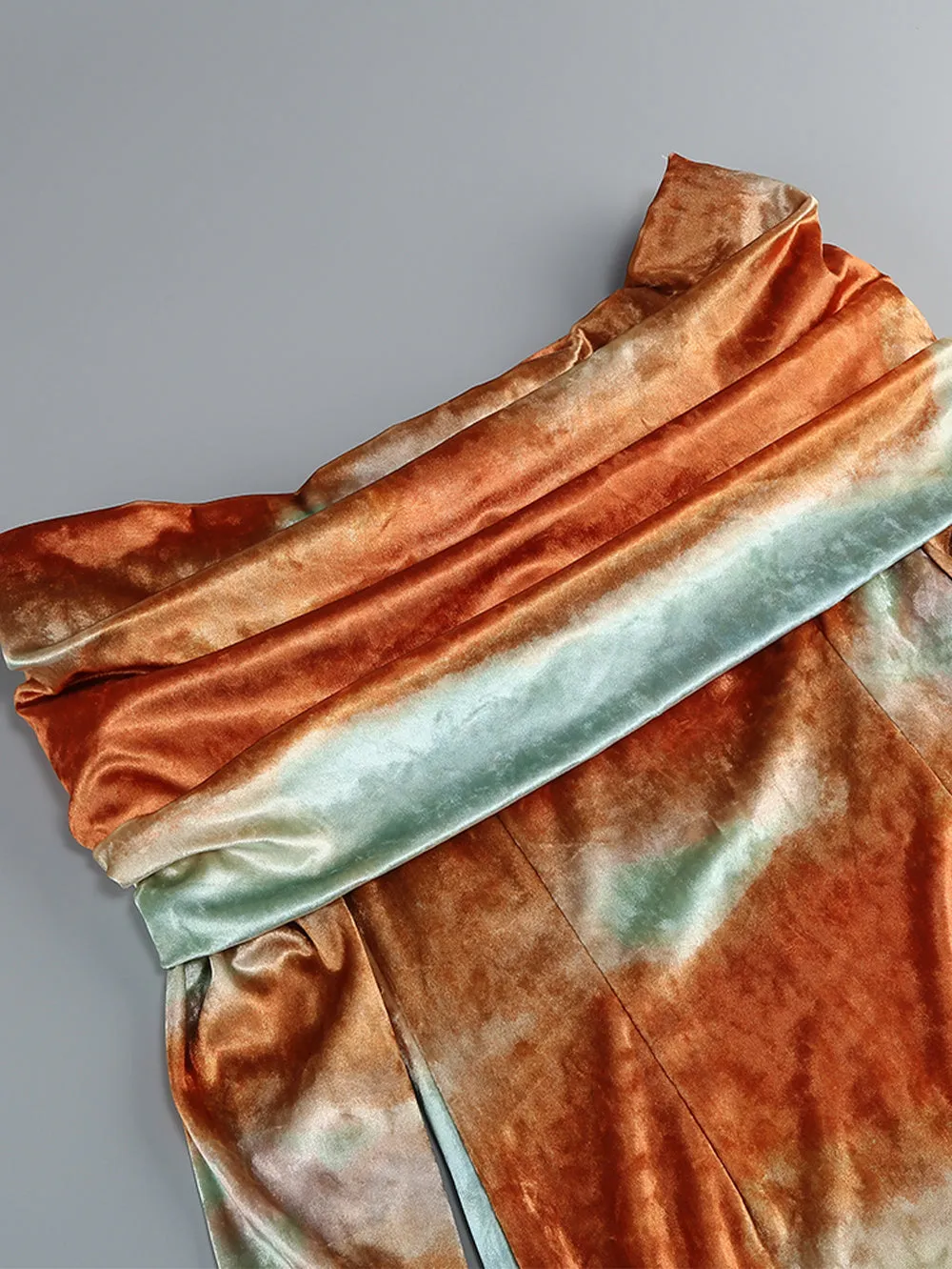 Off Shoulder Long Sleeve Tie Dye Midi Dress KLYF1333