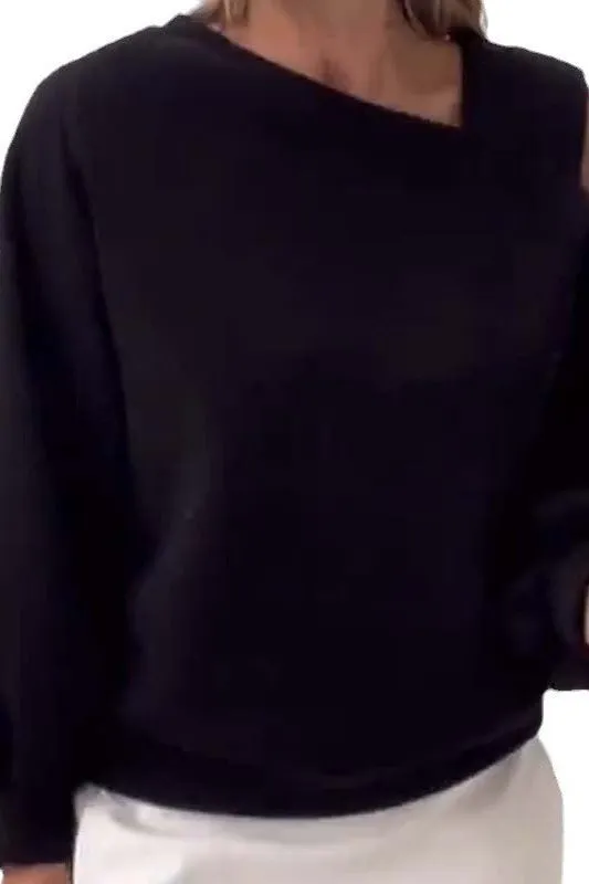 Off-shoulder Loose Velvet Sweater
