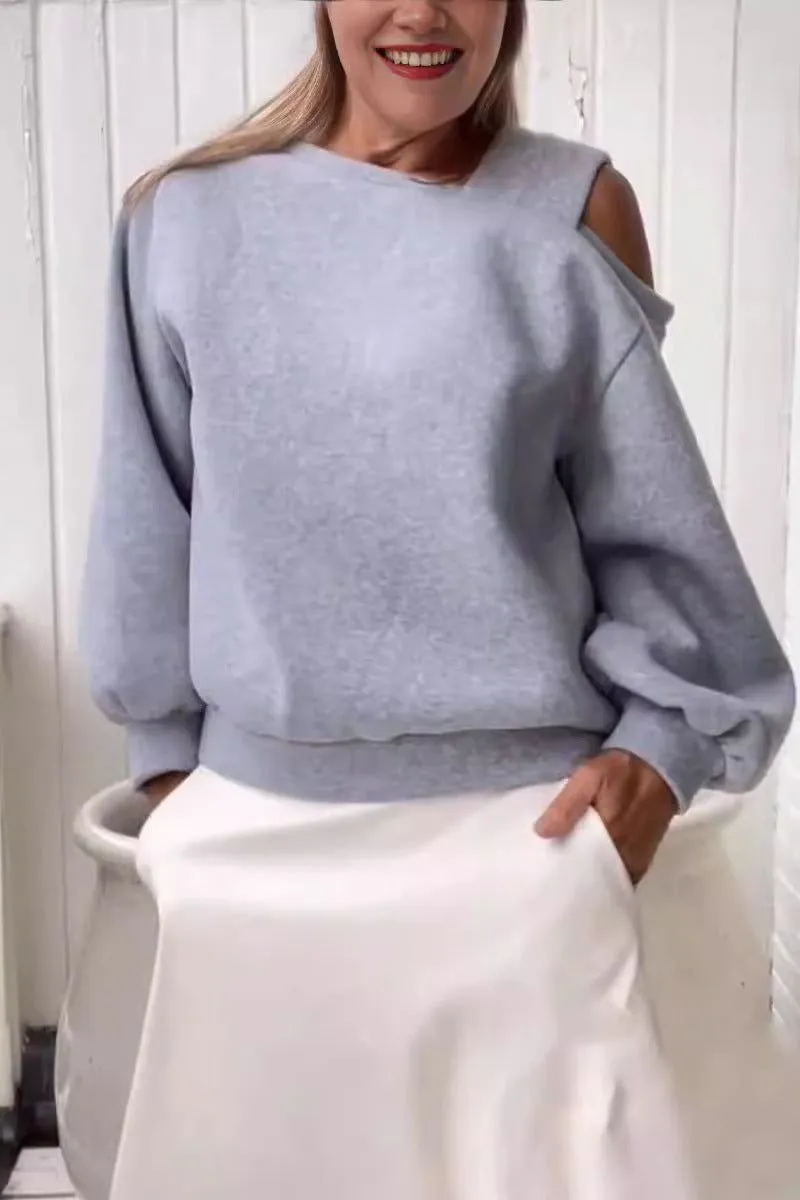 Off-shoulder Loose Velvet Sweater