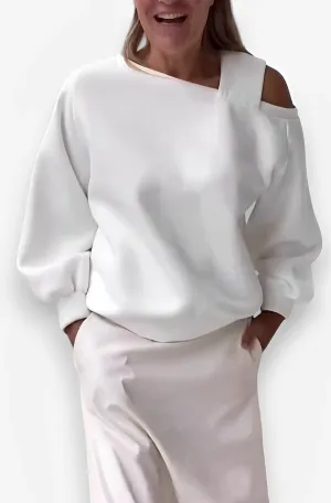 Off-shoulder Loose Velvet Sweater