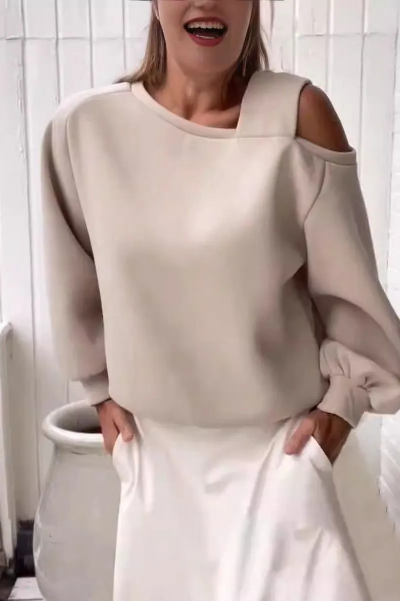 Off-shoulder Loose Velvet Sweater