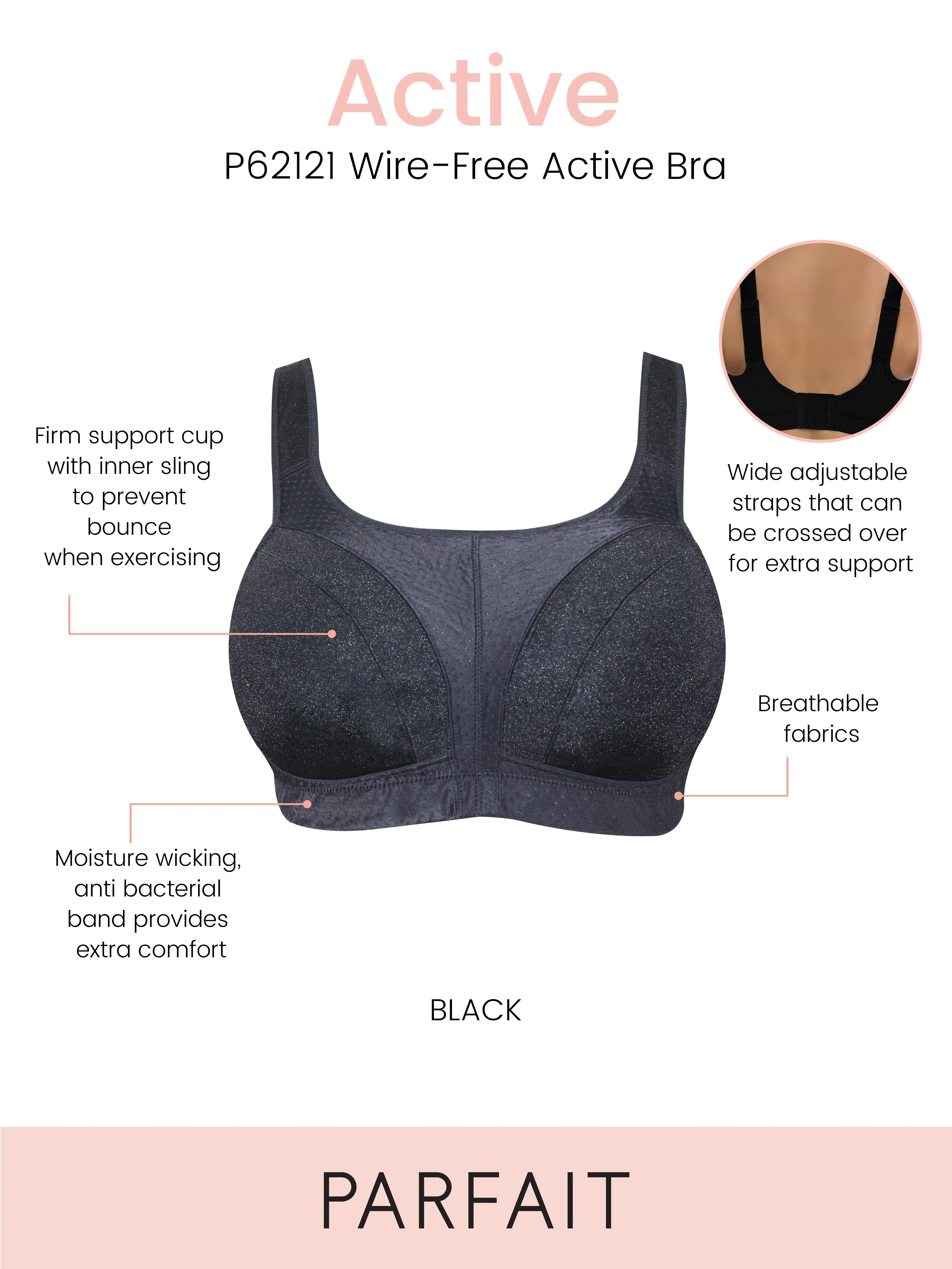 Parfait Active Wire-free Sports Bra - Black
