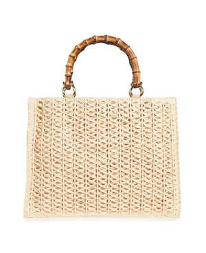 Piccarda Raffia Bamboo Tote Bag