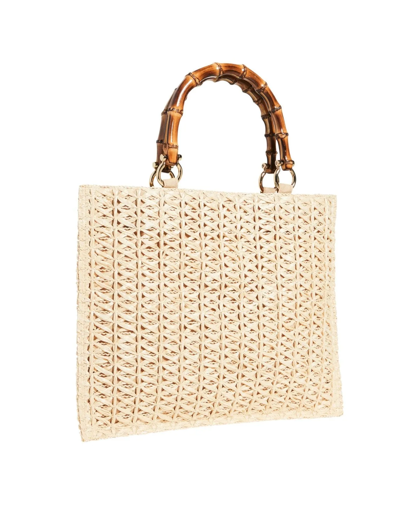 Piccarda Raffia Bamboo Tote Bag