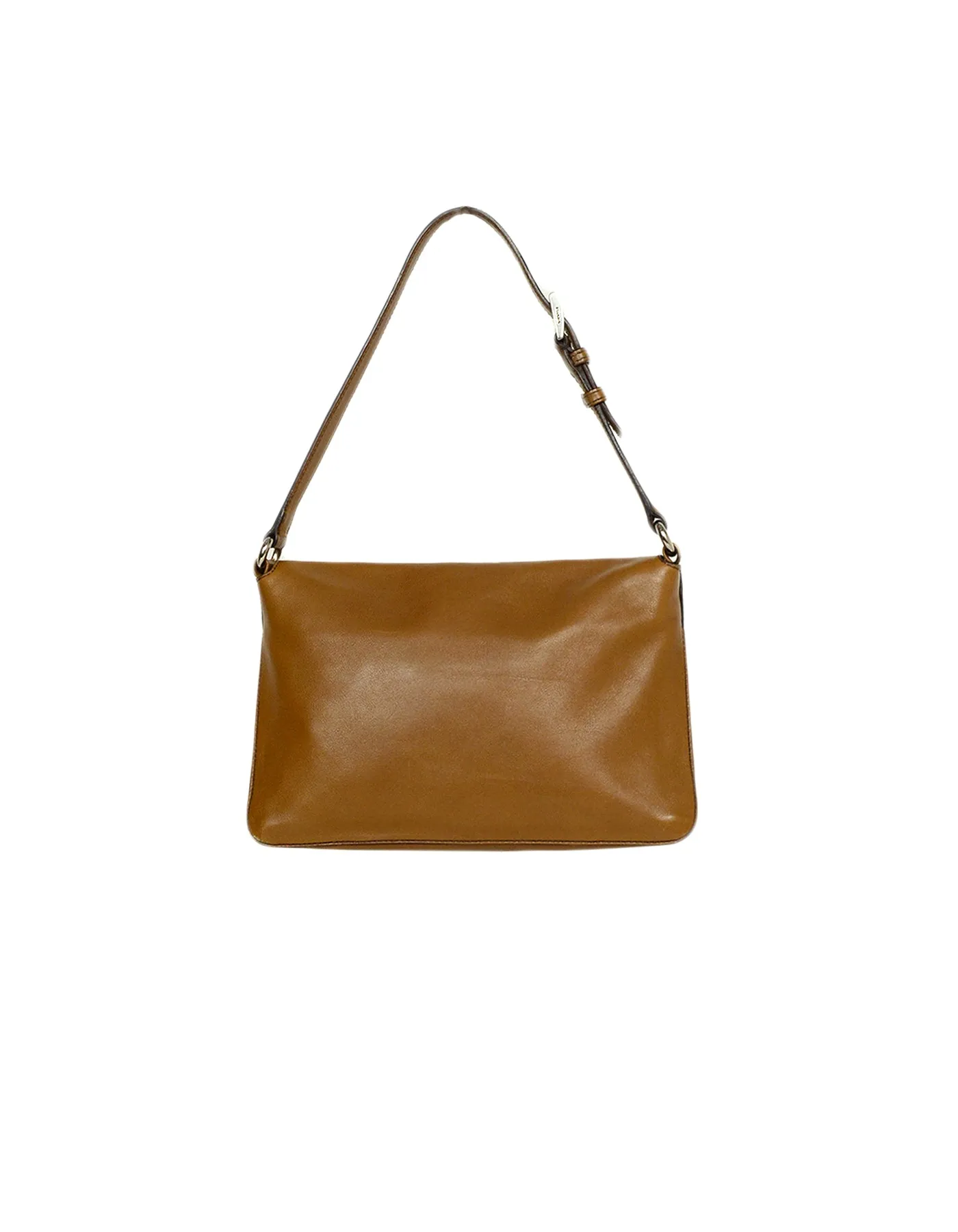 Prada Brown Leather Pushlock Baguette Bag