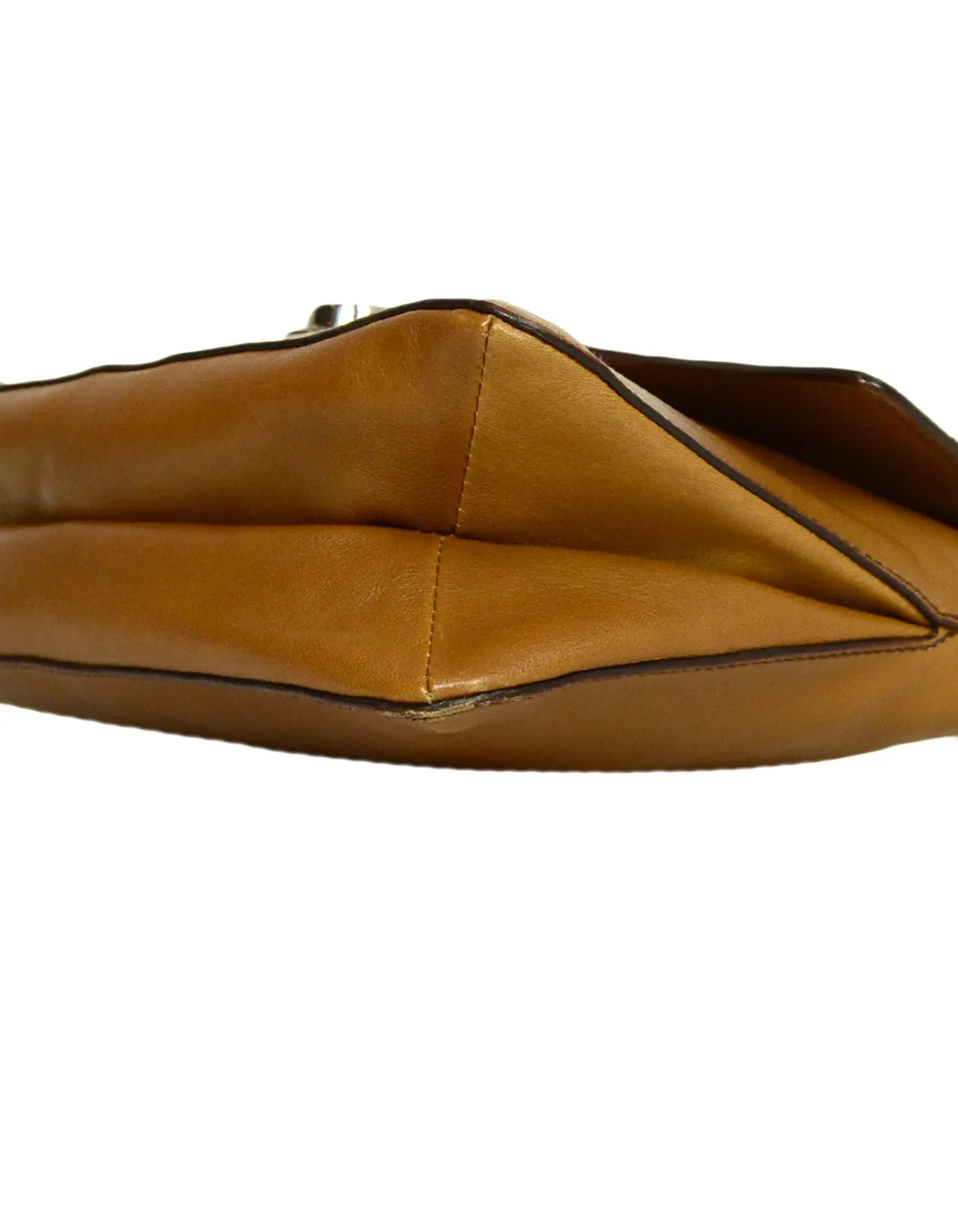 Prada Brown Leather Pushlock Baguette Bag