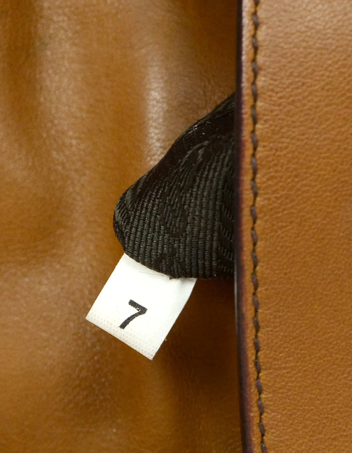 Prada Brown Leather Pushlock Baguette Bag