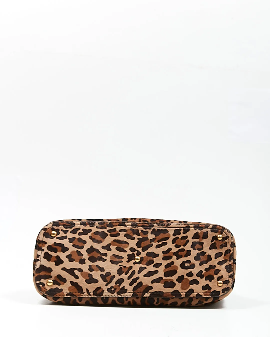 Prada Leopard Pony Hair Large Bowler Top Handle Bag