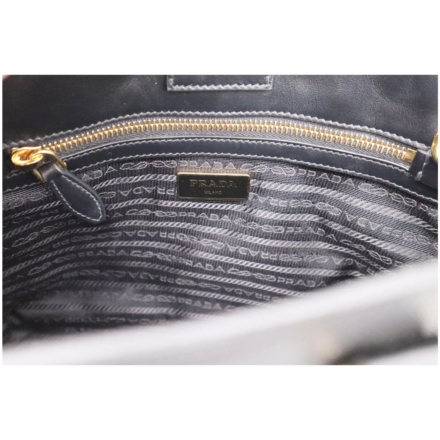 PRADA Top Handle Saffiano Leather Tote Crossbody Bag Black