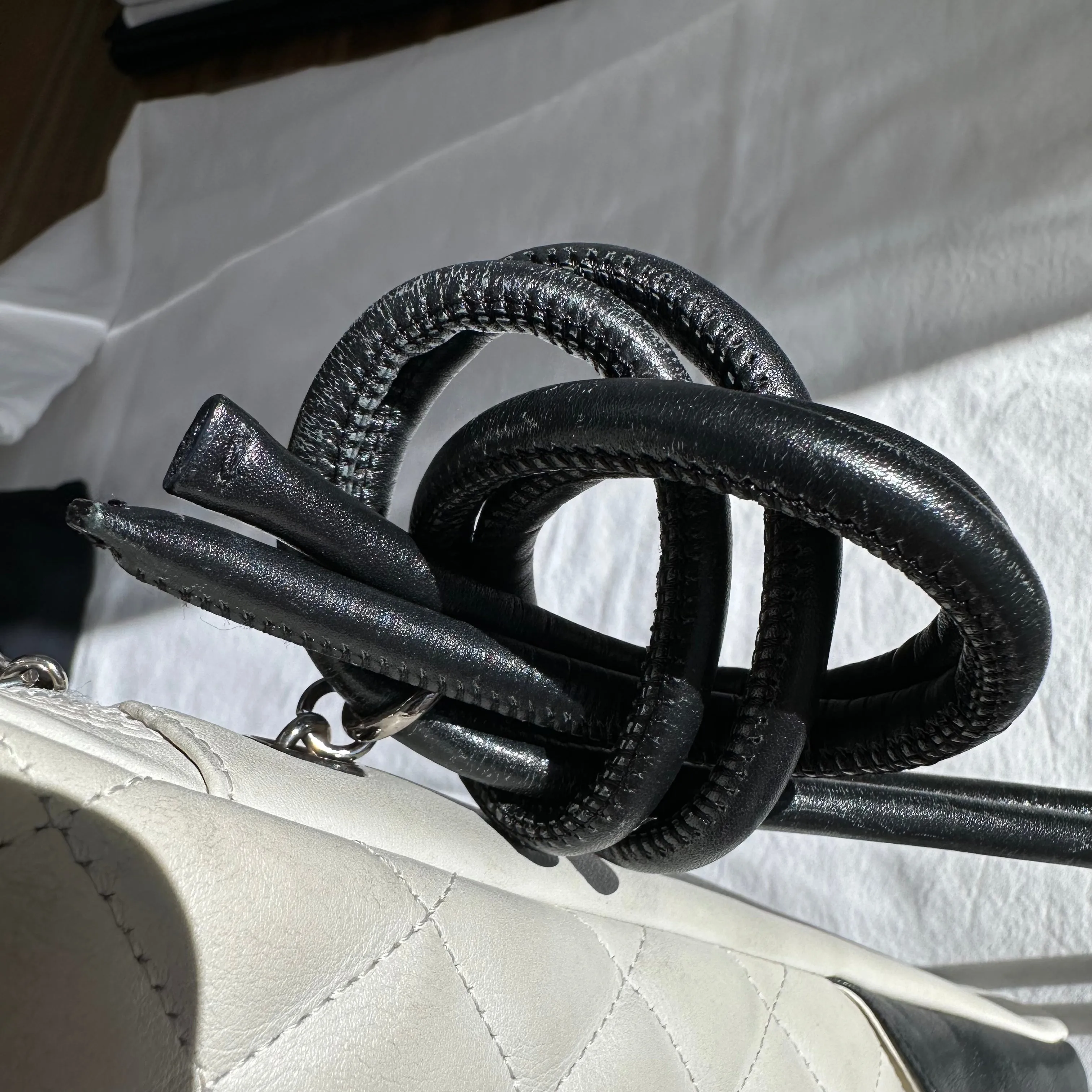 PREOWNED Rare Authentic Chanel Cambon White Crossbody Bag