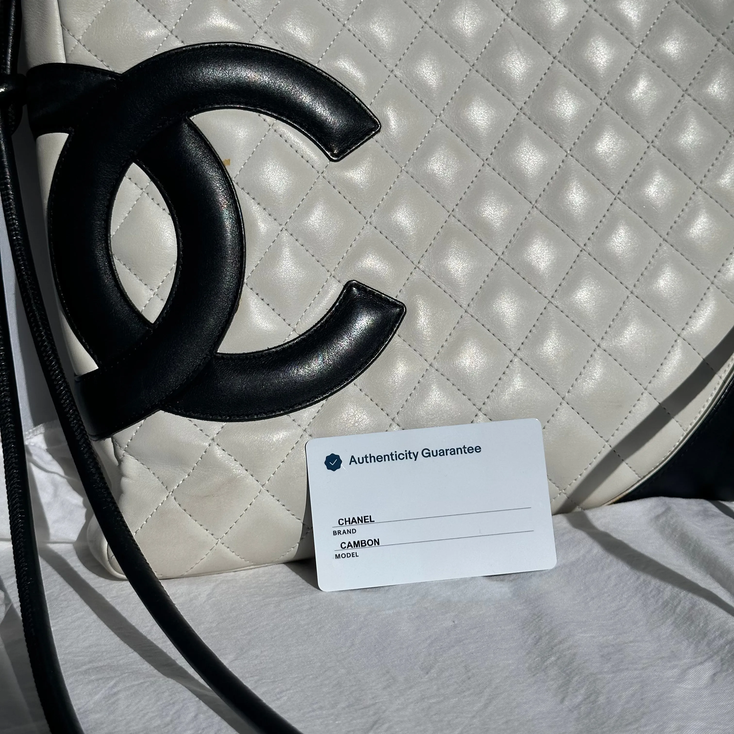 PREOWNED Rare Authentic Chanel Cambon White Crossbody Bag