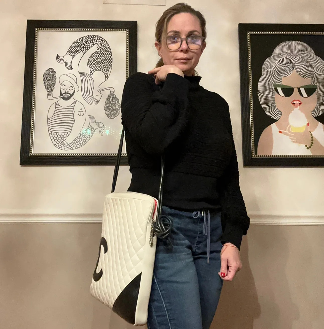 PREOWNED Rare Authentic Chanel Cambon White Crossbody Bag