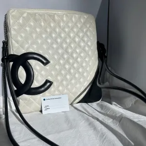 PREOWNED Rare Authentic Chanel Cambon White Crossbody Bag