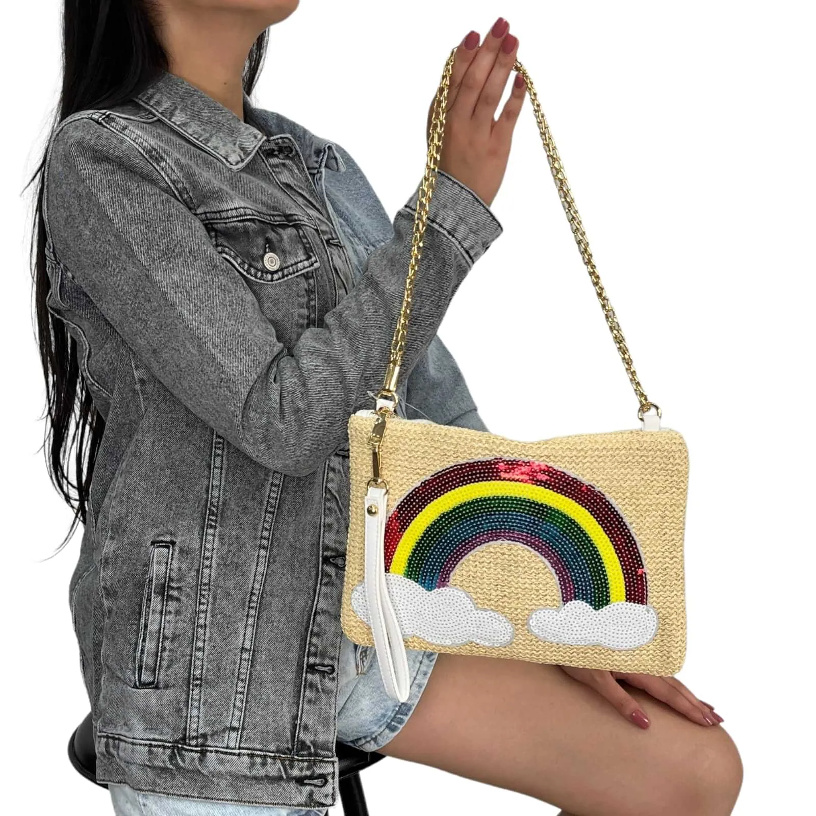Rainbow Straw Bag S-93
