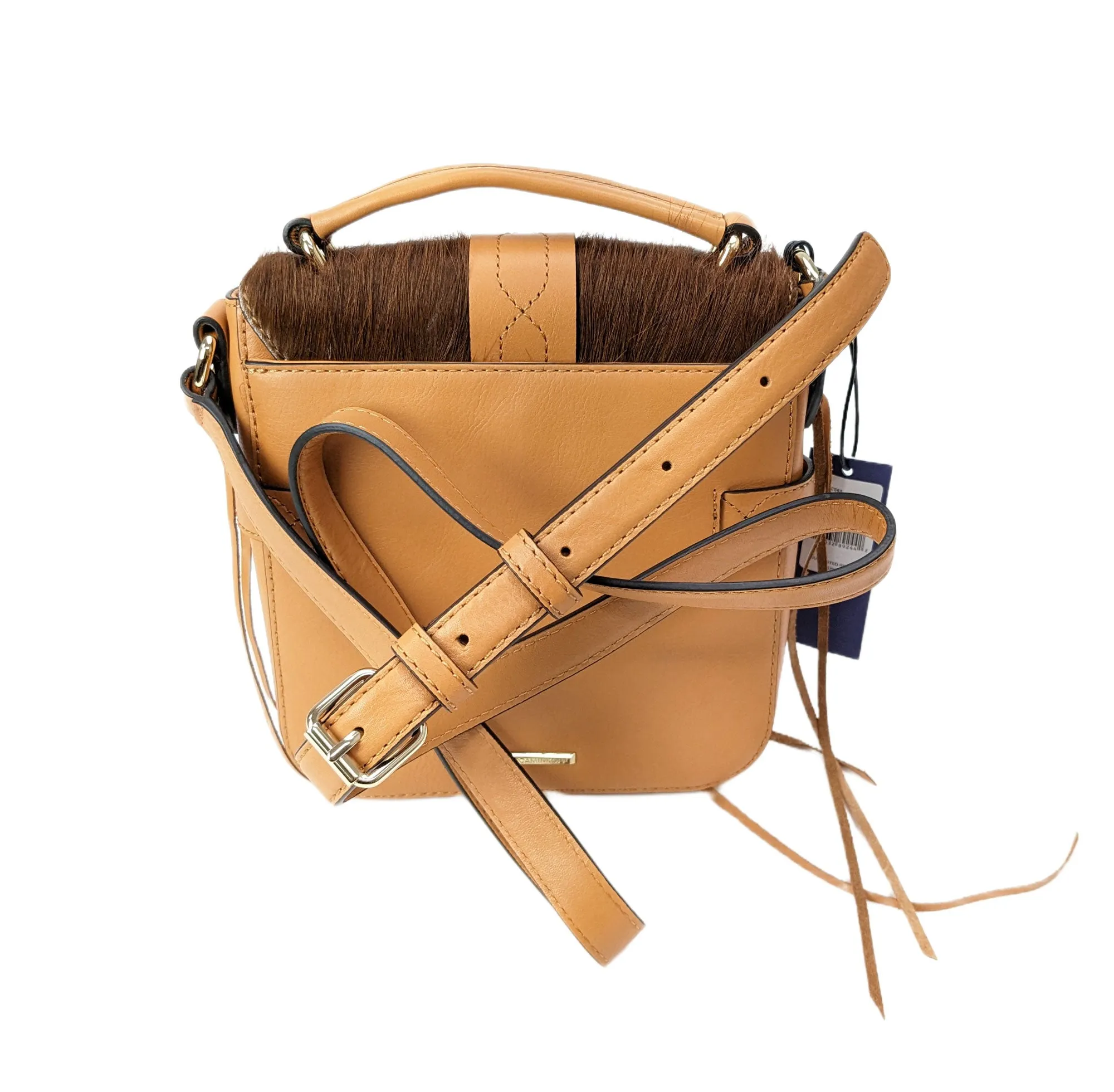 REBECCA MINKOFF Brown Calf Hair Darling Top Handle Crossbody Bag $295 NEW