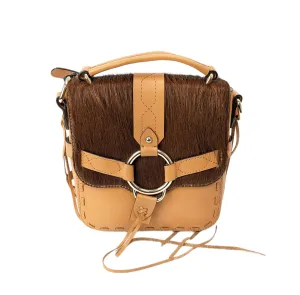 REBECCA MINKOFF Brown Calf Hair Darling Top Handle Crossbody Bag $295 NEW