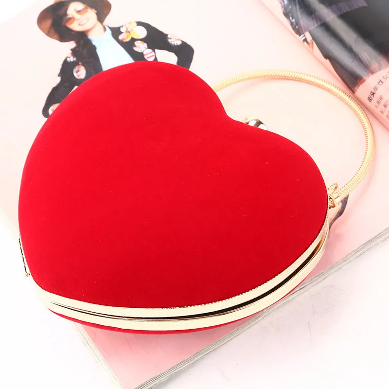 Red Suede Love Evening Bag