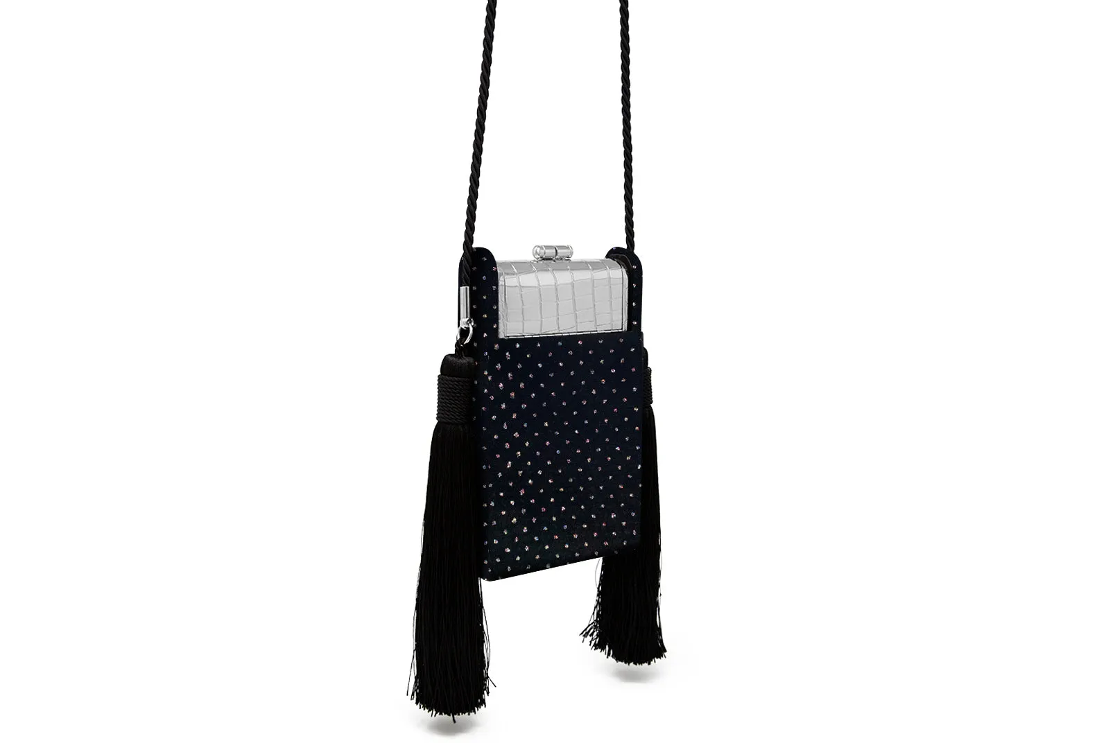 Silver Croco Palladium Phone Case with Asteroid Velvet Tassel Case