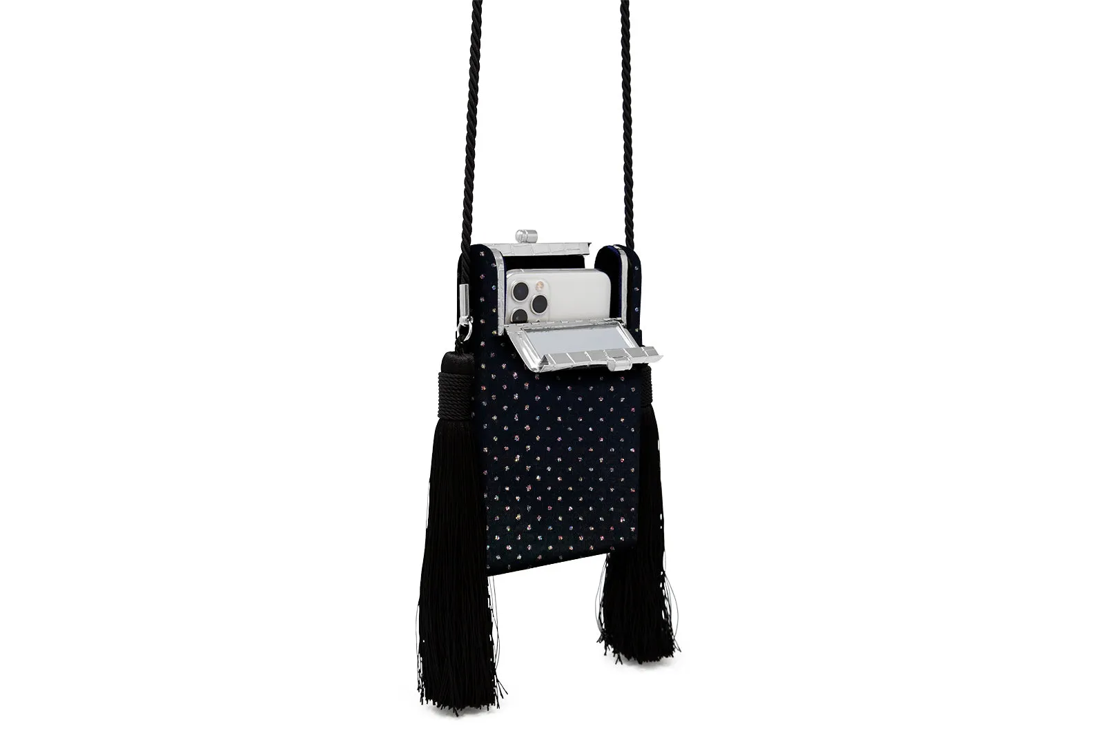 Silver Croco Palladium Phone Case with Asteroid Velvet Tassel Case