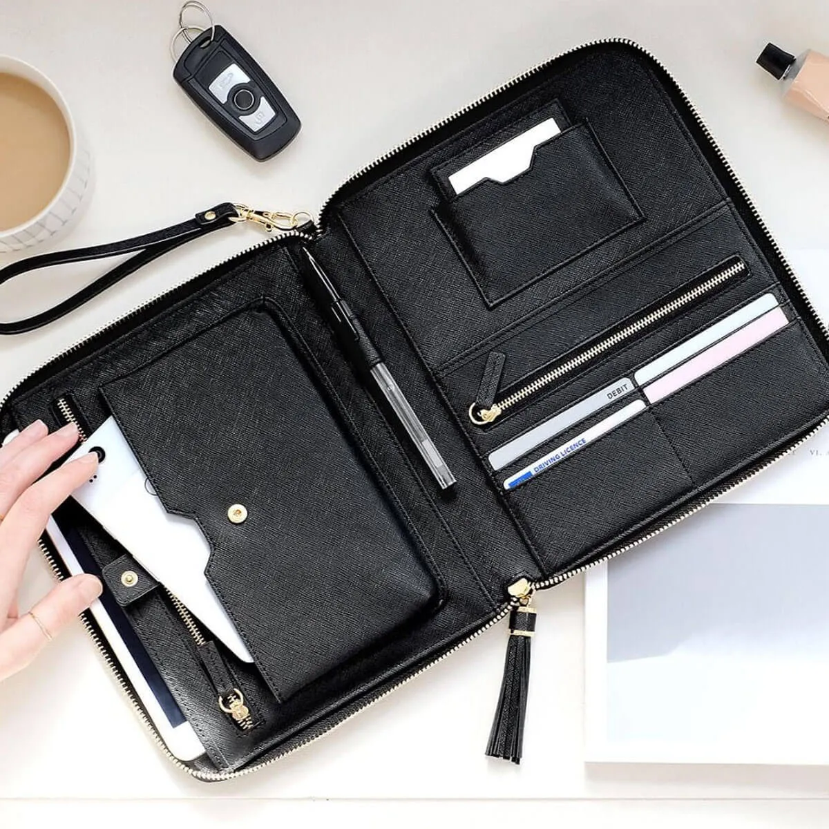 Stackers Organiser Clutch Bag - Black
