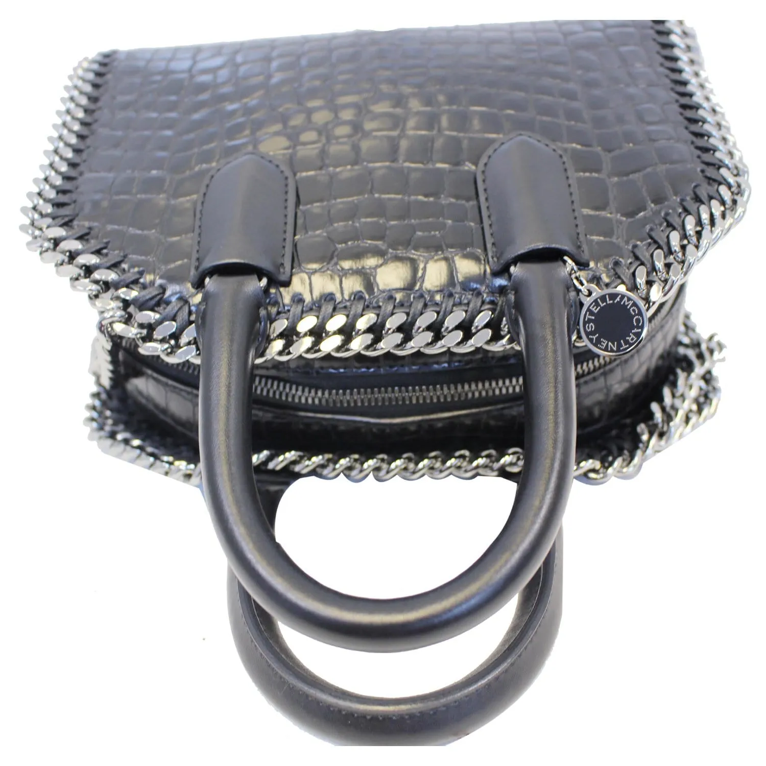 STELLA MCCARTNEY Falabella Box Crocodile Top Handle Bag Black