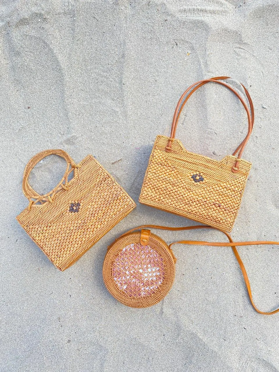 Top Handle Bali Rattan Tote Bag