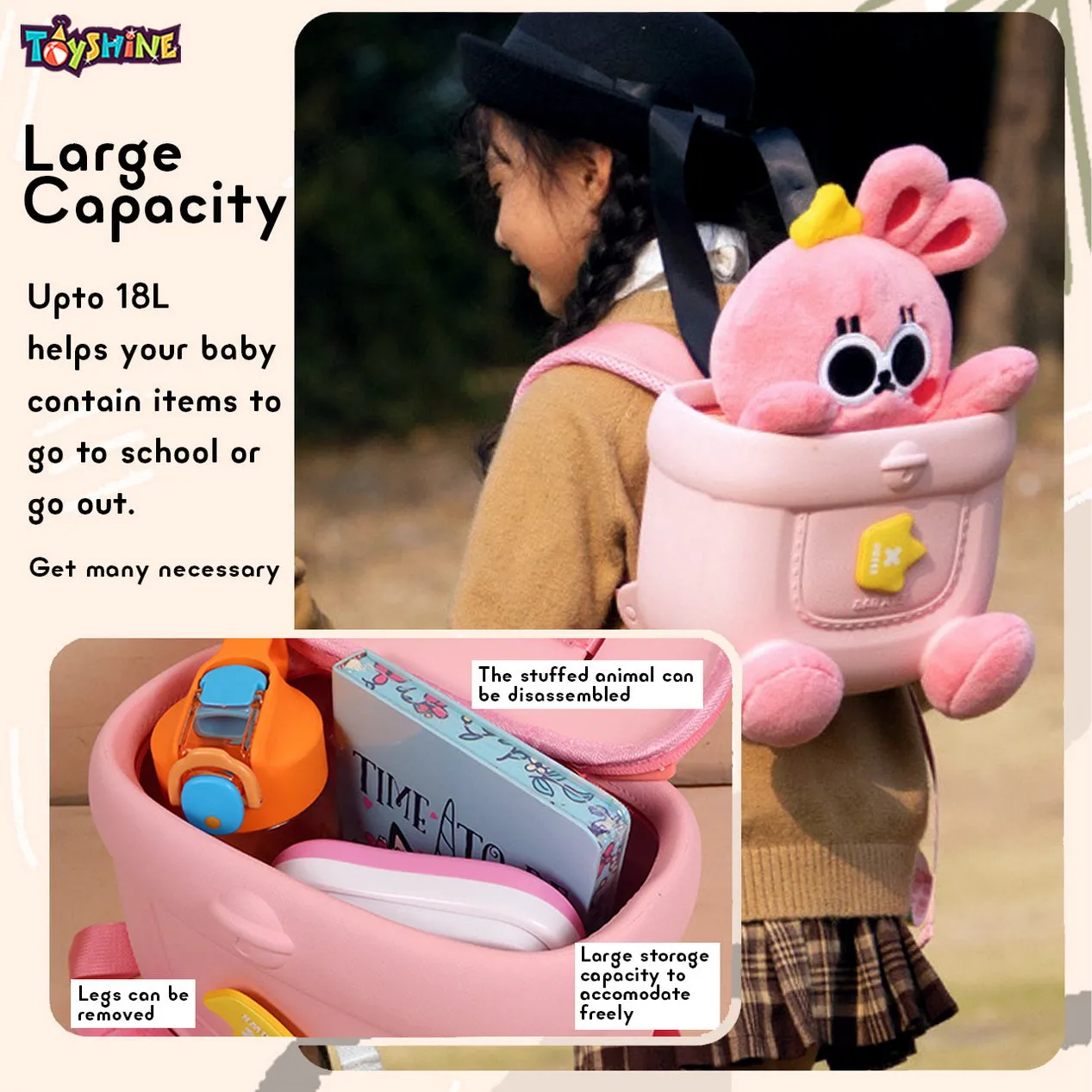 Toyshine 13" Ultralight EVA Waterproof Kawaii Soft toy Backpack Plush Toy Cartoon Children Bag for 3~8 Years