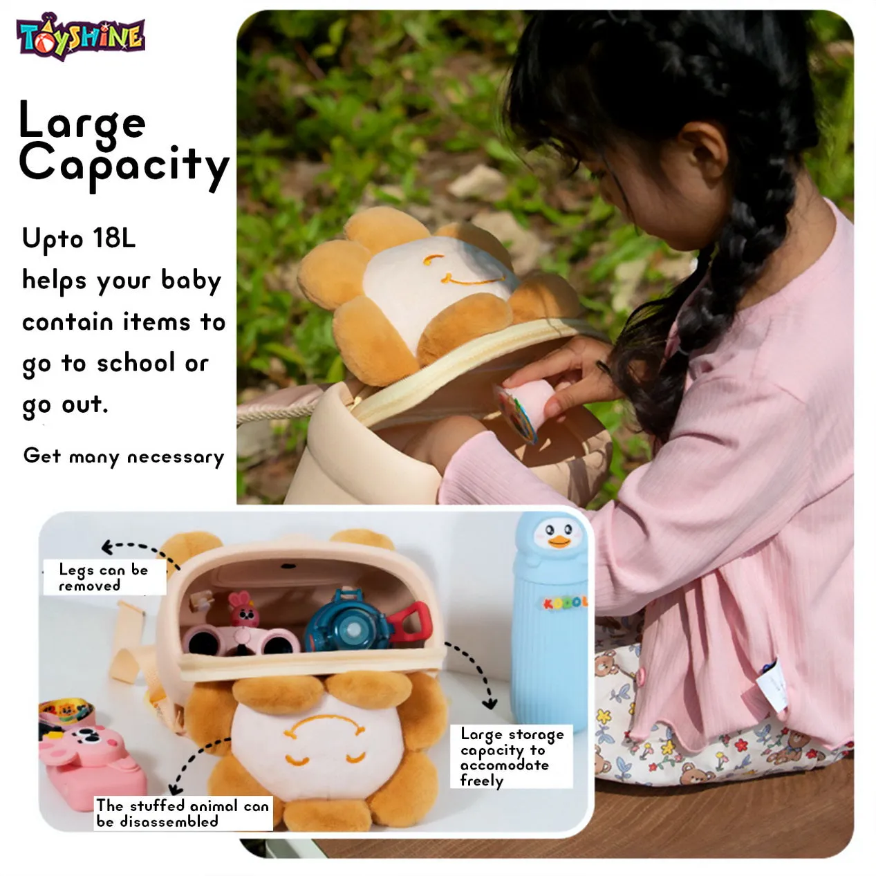Toyshine 13" Ultralight EVA Waterproof Kawaii Soft toy Backpack Plush Toy Cartoon Children Bag for 3~8 Years