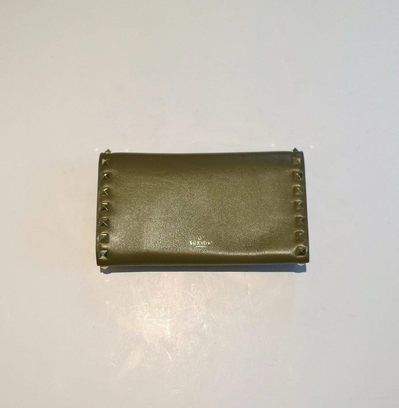 Valentino Moss Taupe Rockstud Clutch Wallet Discount Purse