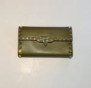 Valentino Moss Taupe Rockstud Clutch Wallet Discount Purse