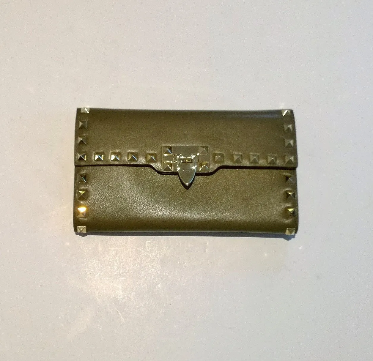 Valentino Moss Taupe Rockstud Clutch Wallet Discount Purse