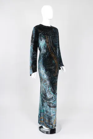 Velvet Cosmic Paisley Gown