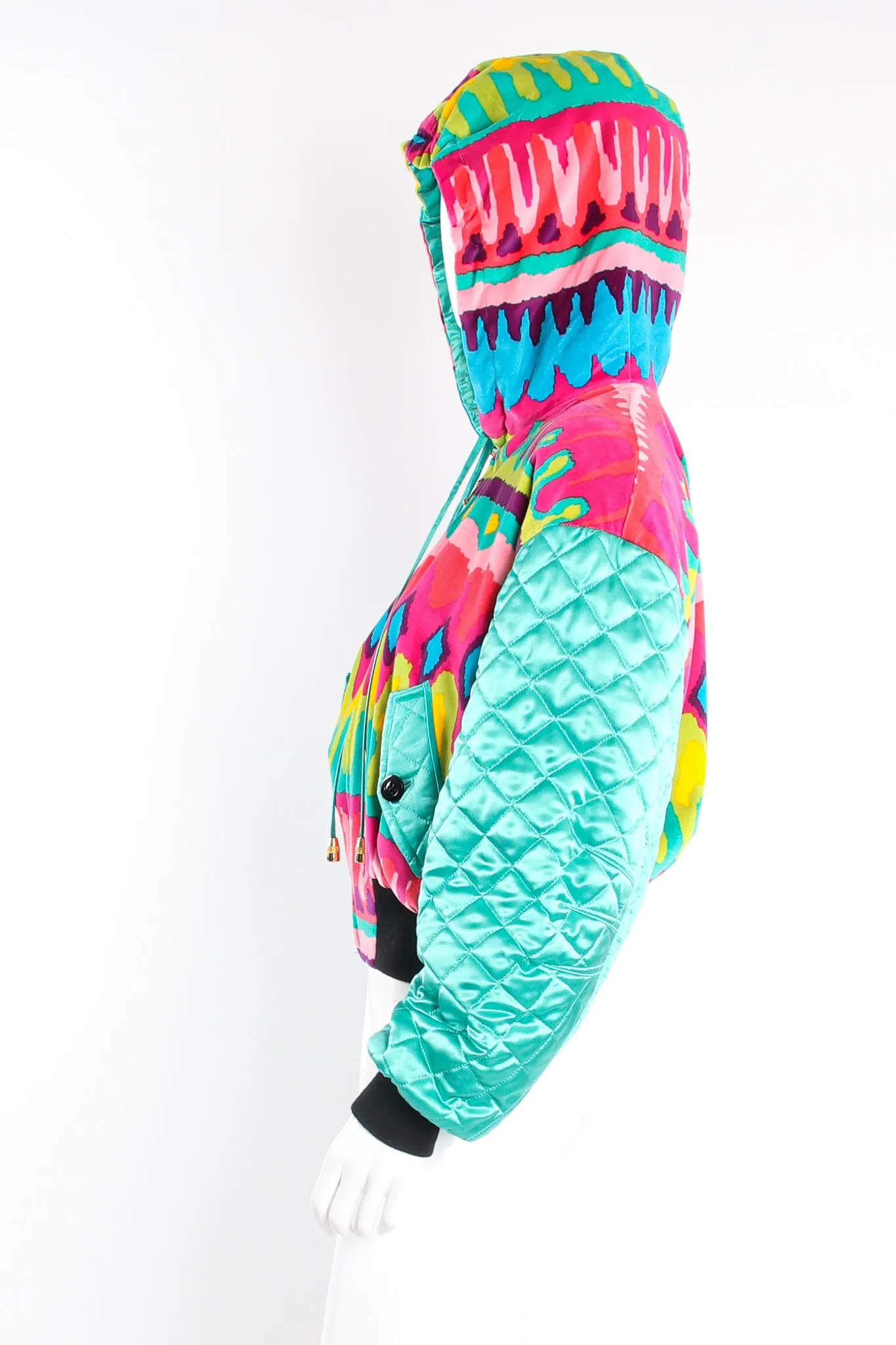 Velvet Ikat Hooded Bomber Jacket