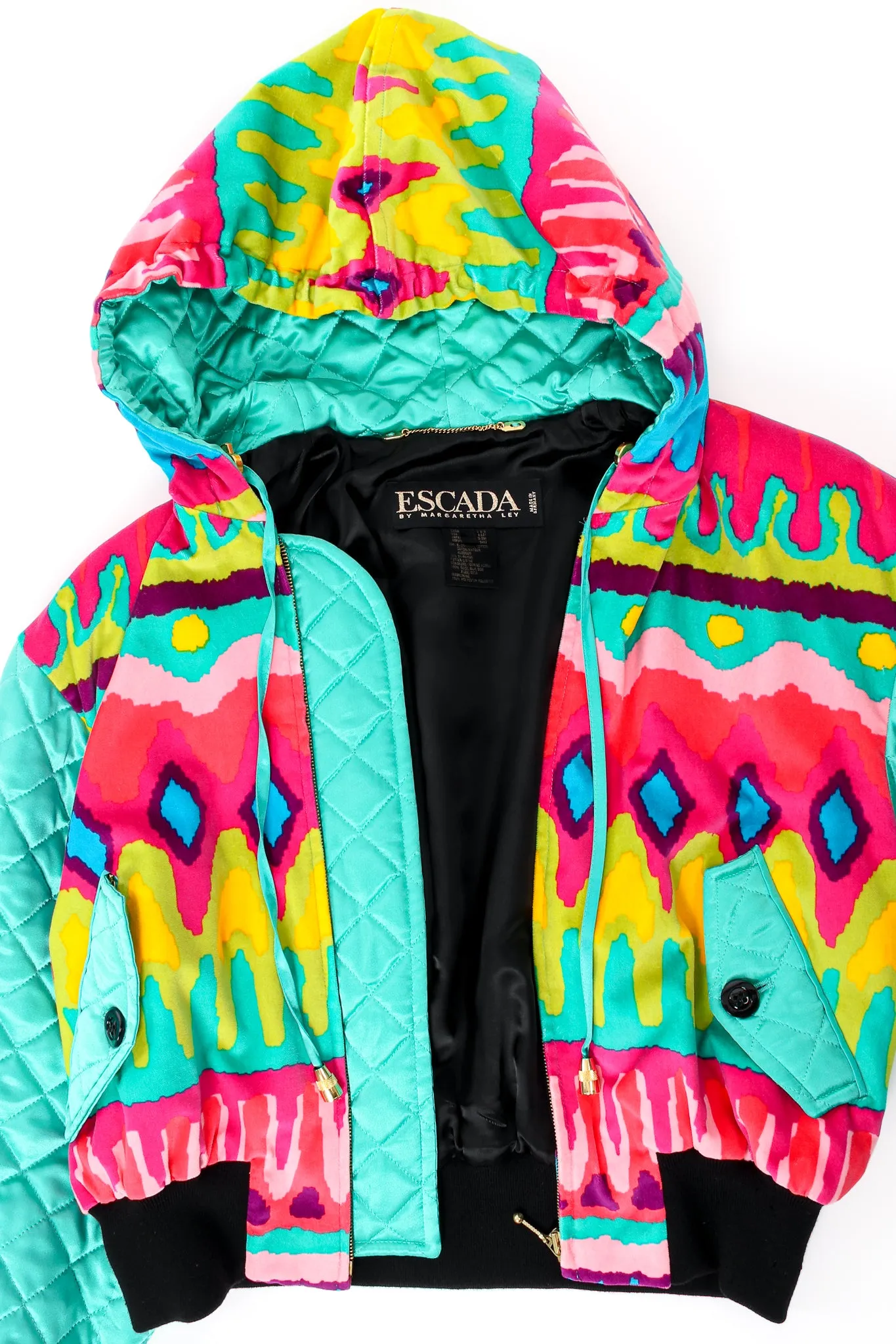 Velvet Ikat Hooded Bomber Jacket