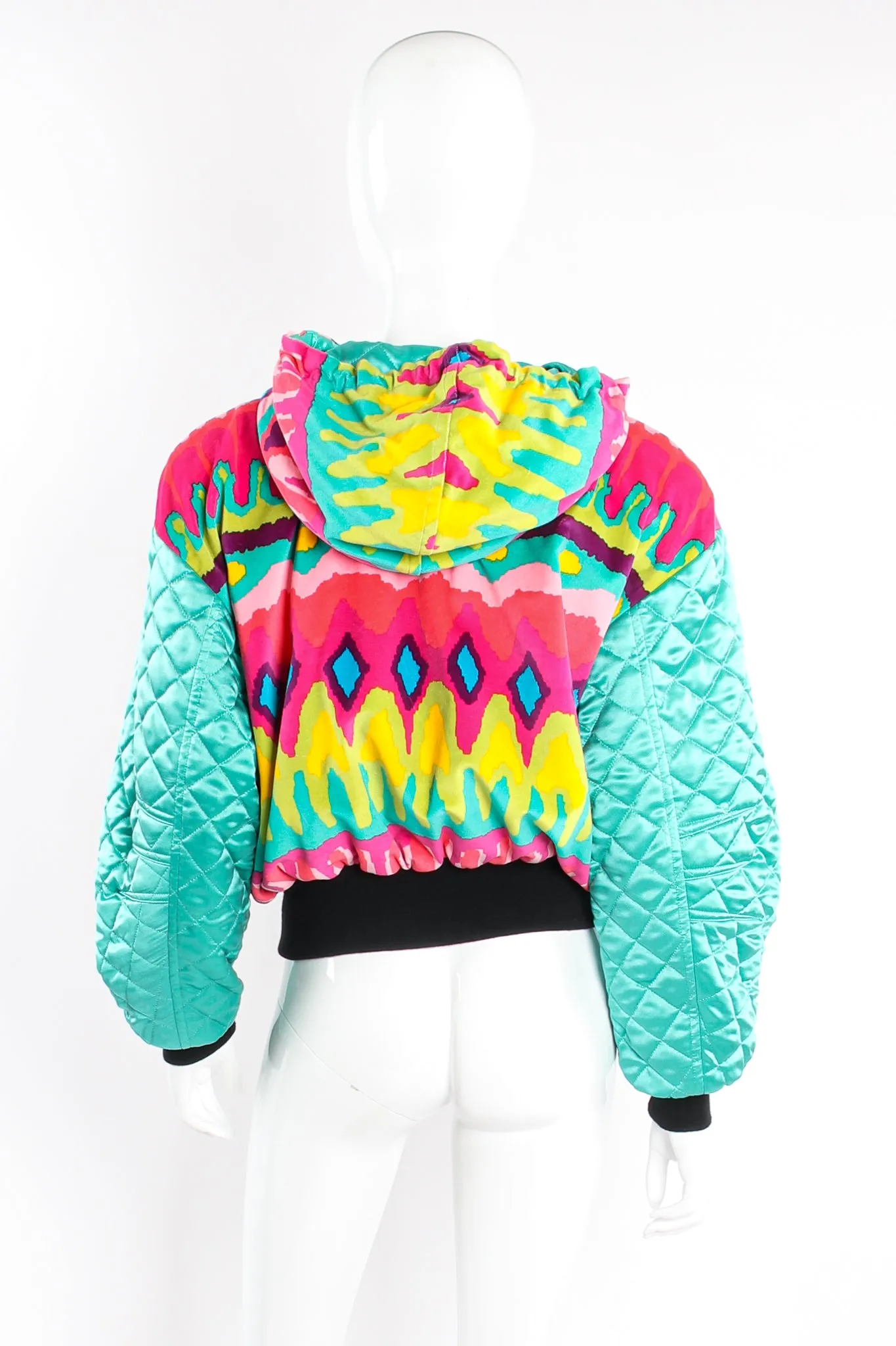 Velvet Ikat Hooded Bomber Jacket