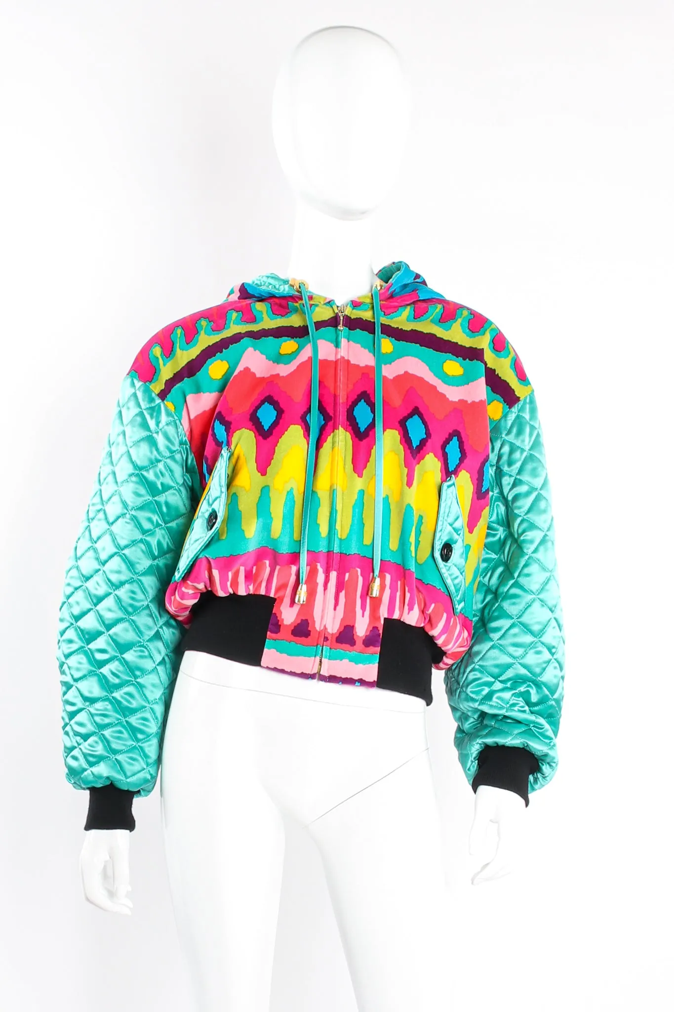 Velvet Ikat Hooded Bomber Jacket