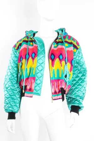 Velvet Ikat Hooded Bomber Jacket