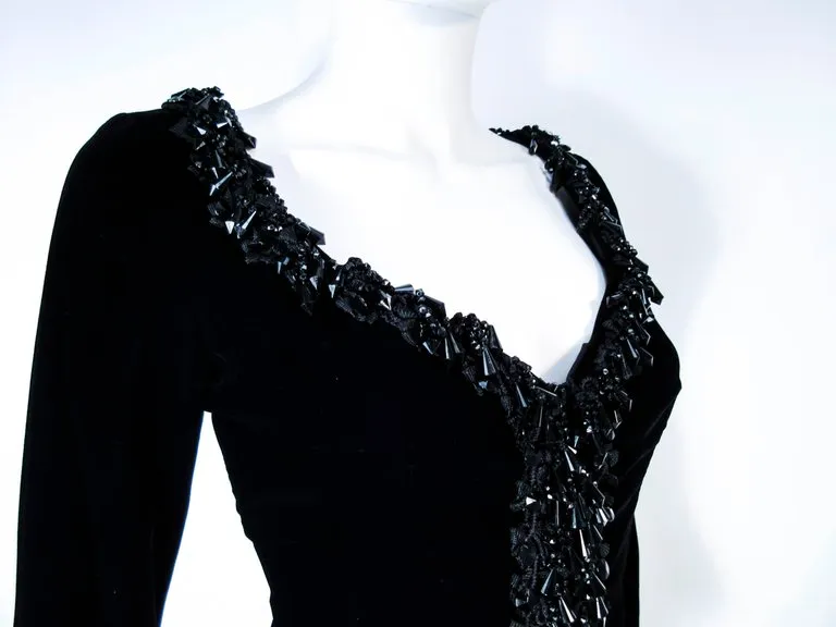 VICTOR COSTA Black Velvet Beaded Evening Jacket Size 4-6