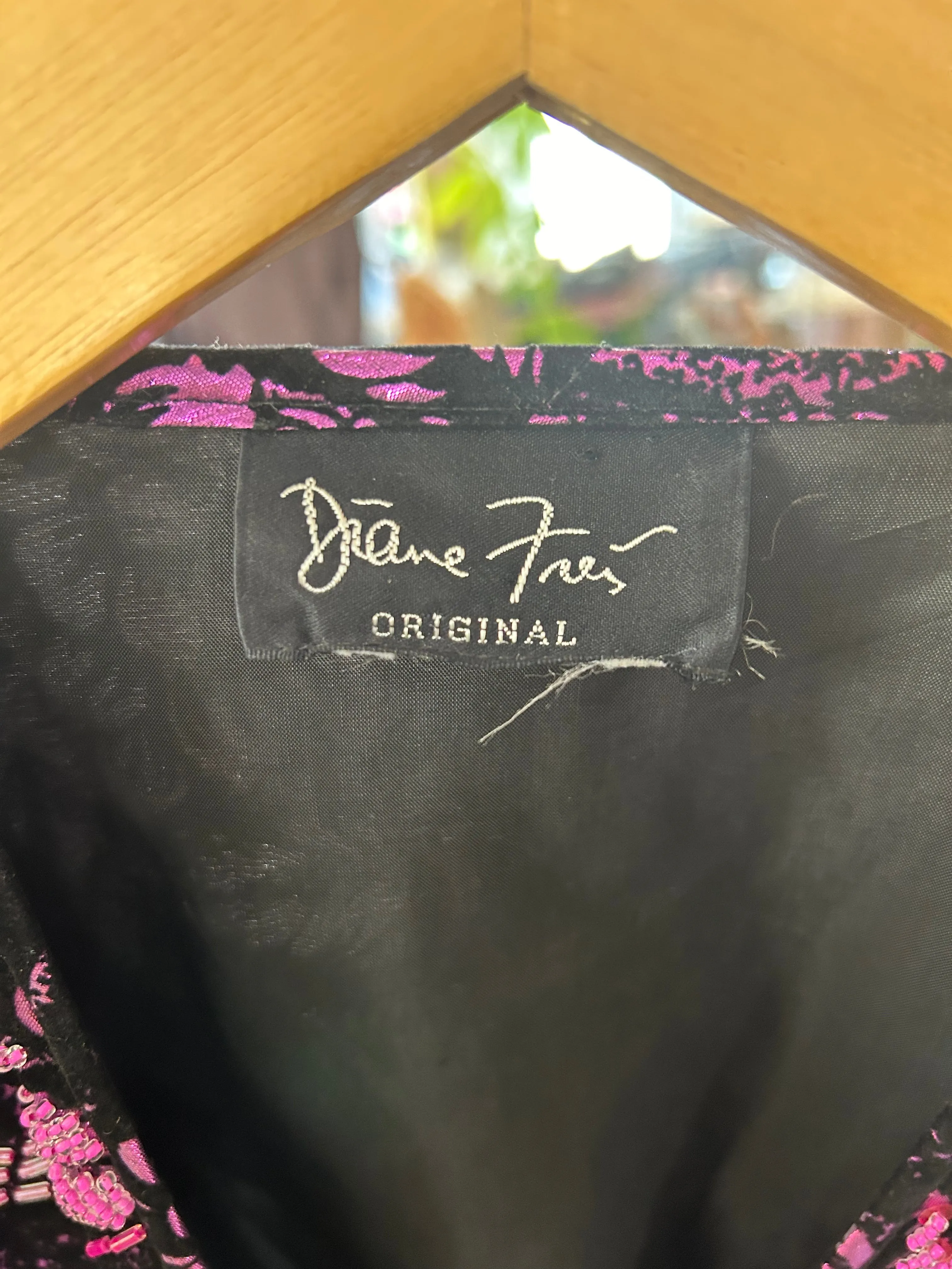 Vintage Diane Freis Black and Purple Velvet Beaded Top