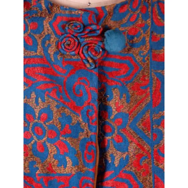Vintage Ladies Opera Coat Orange/Turquoise Metallic Brocade Deco Pattern 1918 M