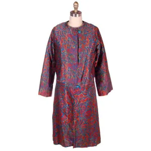 Vintage Ladies Opera Coat Orange/Turquoise Metallic Brocade Deco Pattern 1918 M