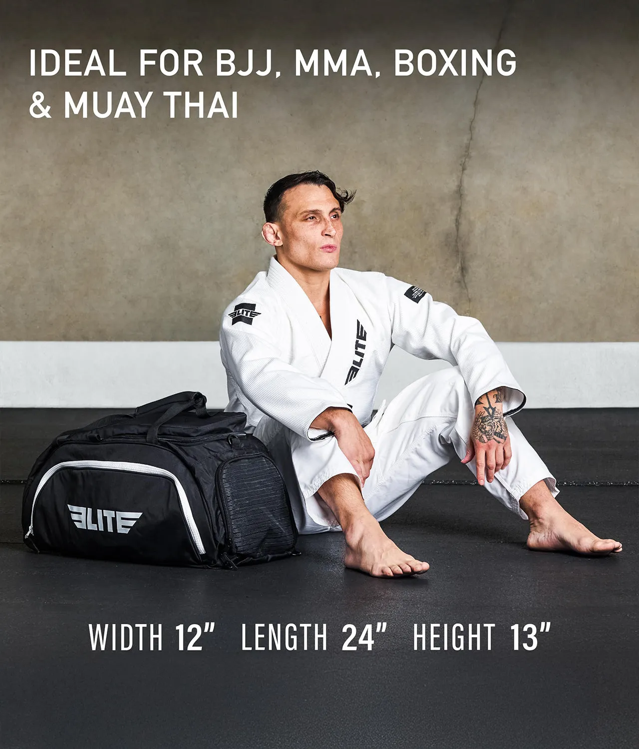 Warrior Black Large Duffel Muay Thai Gear Gym Bag