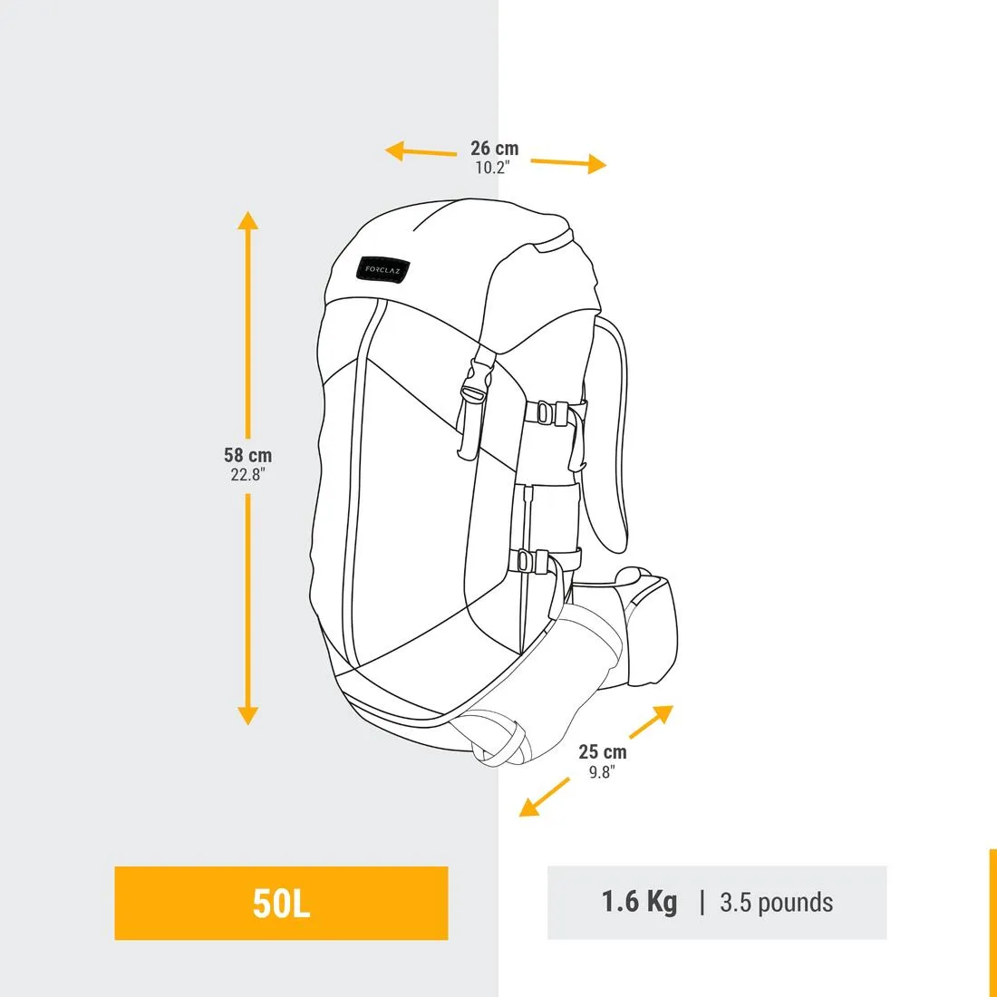 Women's 50L Trekking Backpack MT100 EASYFIT