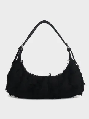 Women's Denim 90s Baguette Shoulder Bag Half Moon Handbag