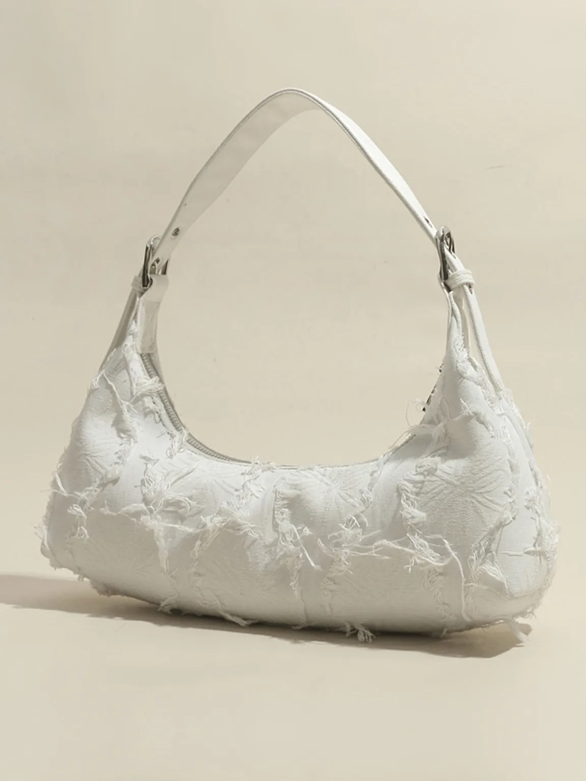 Women's Denim 90s Baguette Shoulder Bag Half Moon Handbag