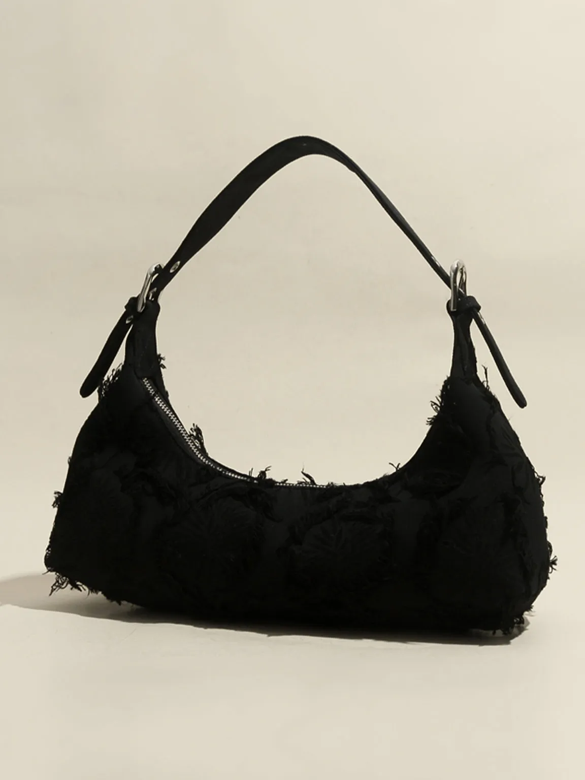 Women's Denim 90s Baguette Shoulder Bag Half Moon Handbag
