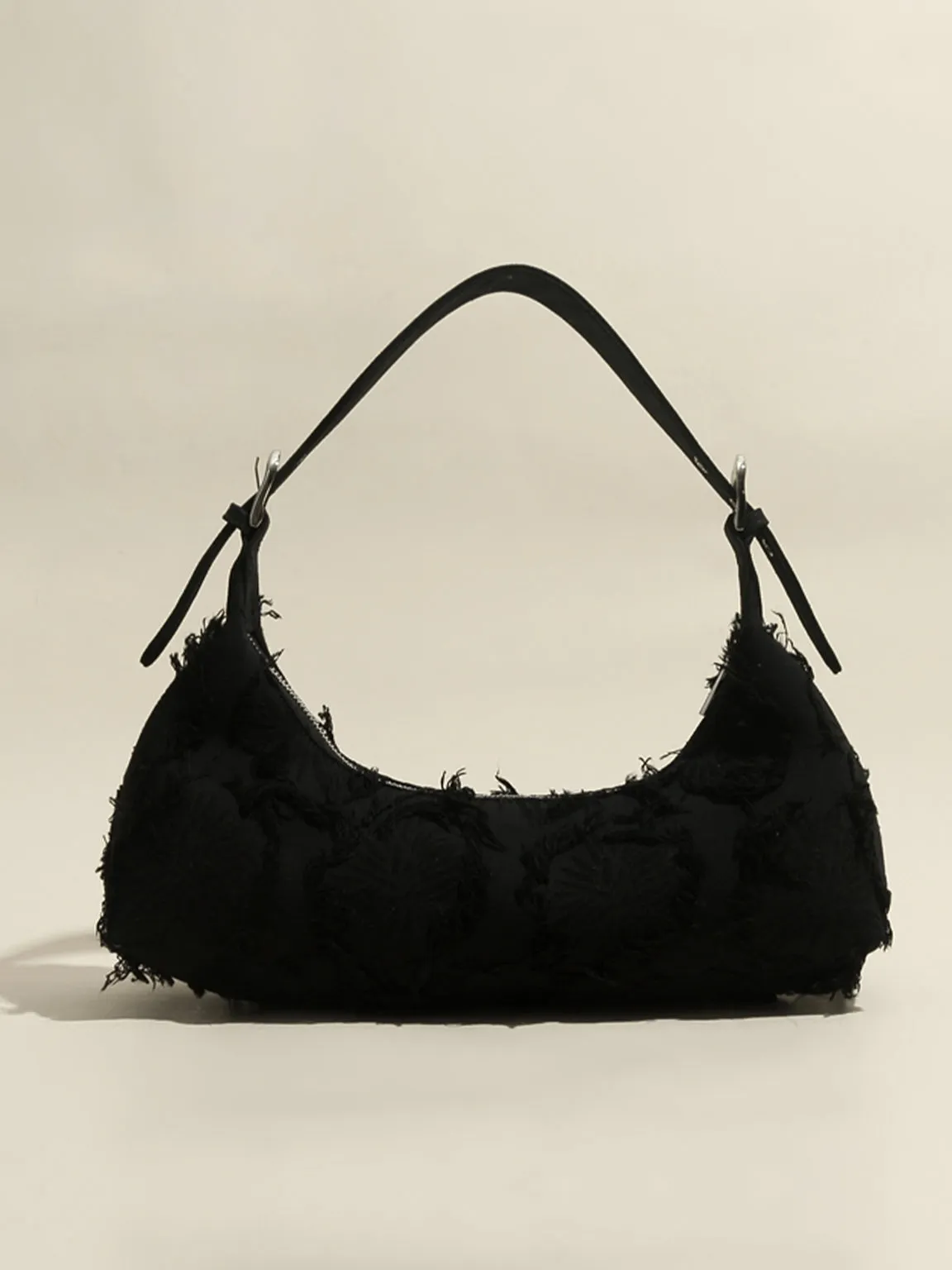 Women's Denim 90s Baguette Shoulder Bag Half Moon Handbag