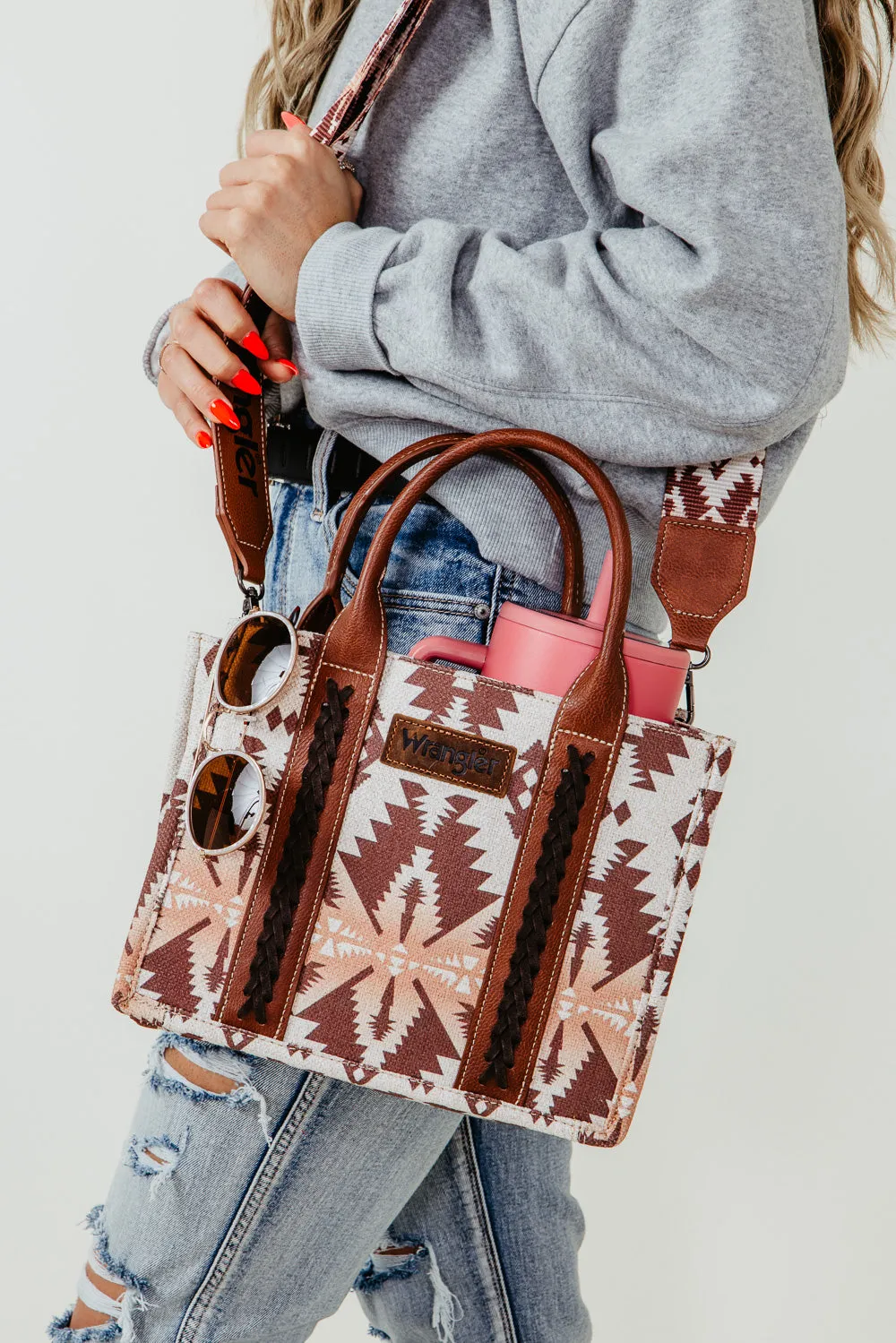 Wrangler Crossbody Tote Bag for Women in Brown | WG2203-8120S-LCF