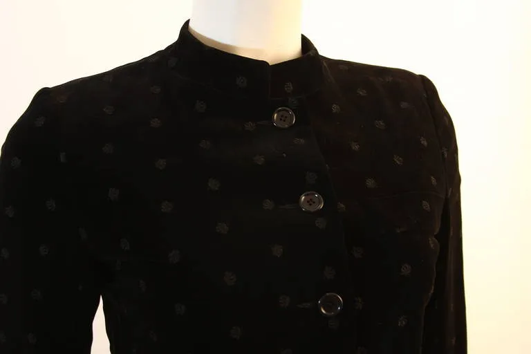 YVES SAINT LAURENT 1970s Black Velvet Blazer Nehru Collar