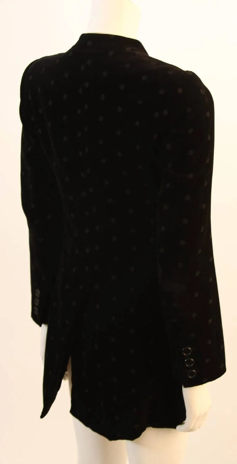 YVES SAINT LAURENT 1970s Black Velvet Blazer Nehru Collar